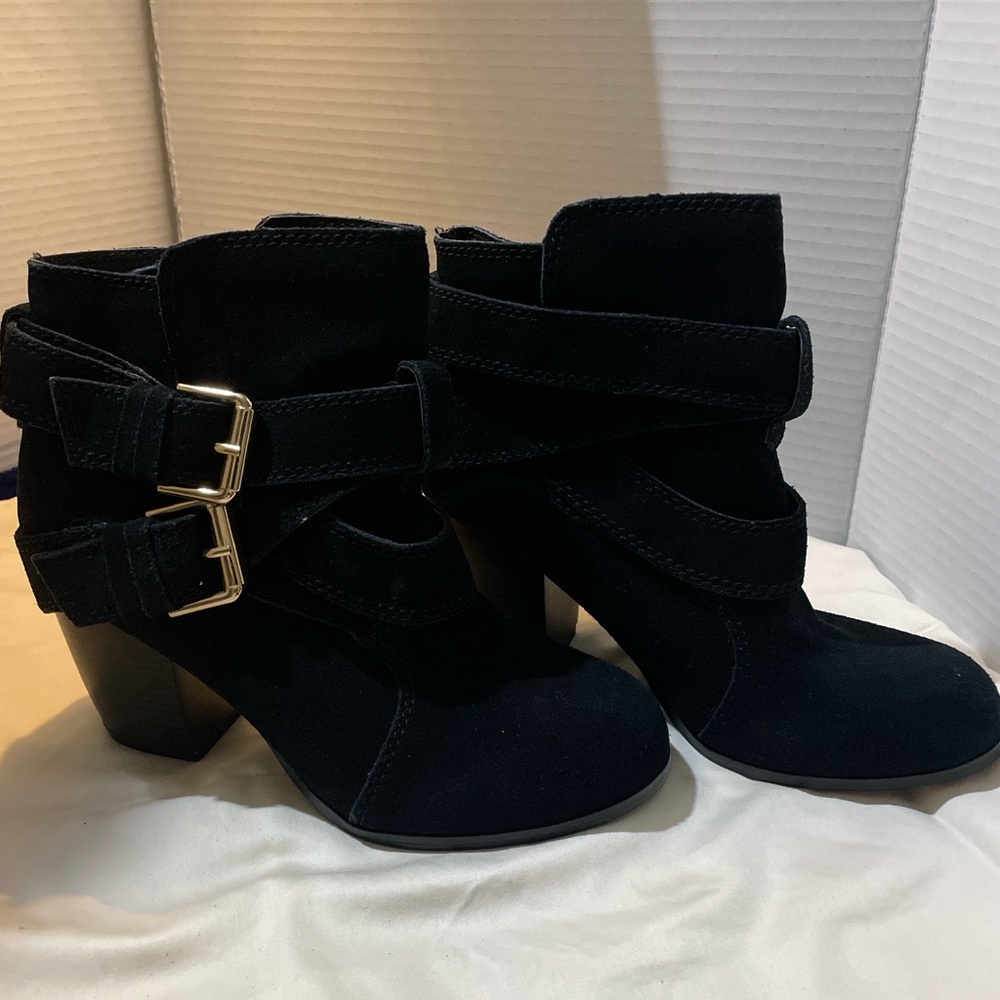Black Ankle Boots with Buckle Detail